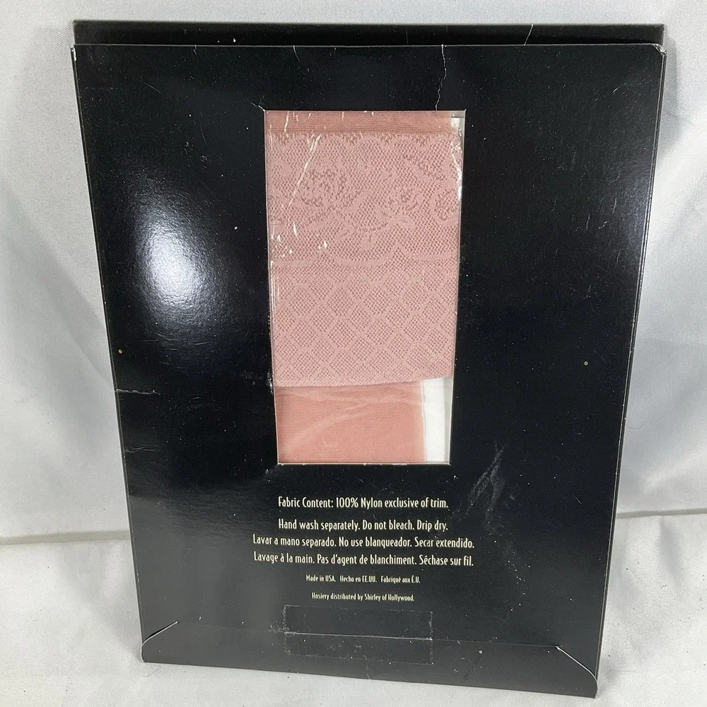 Set Of 2 Shirley of Hollywood ROSE Lace-Top Sheer Nylon Stockings Fits 8.5-11